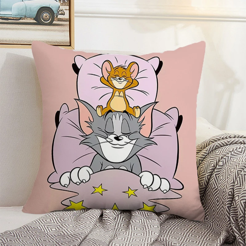 

Cat and Mouse Cushion Cover 40x40cm Sofa Decorative Pillow Covers for Decorative Cushions Bed Pillowcases 40x40 Short Plush Home