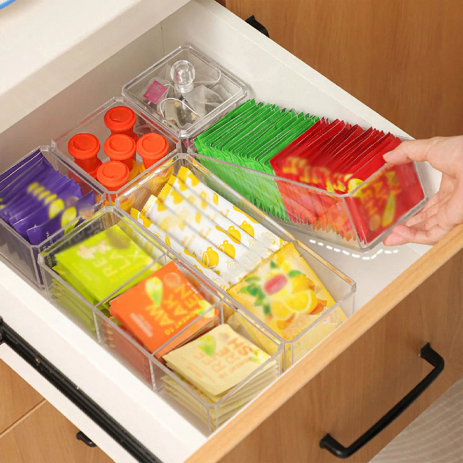 Tea Bag Caddy Box Storage Container Tea Bag Holder Clear Top Lid Kitchen  Pantry Cabinets Countertop Acrylic Tea Organizer Holder - AliExpress