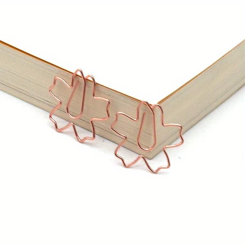 Plated Paper Clips Sakura Paper Needle Bookmark Metal Memo Clip Stationery Cherry Blossoms Box Clips 25Pcs,paper clips,mini bookmark