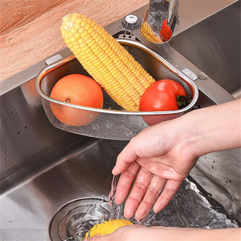 Stainless Steel Kitchen Sink Drain Basket Kitchen Shelf Rack Drainier