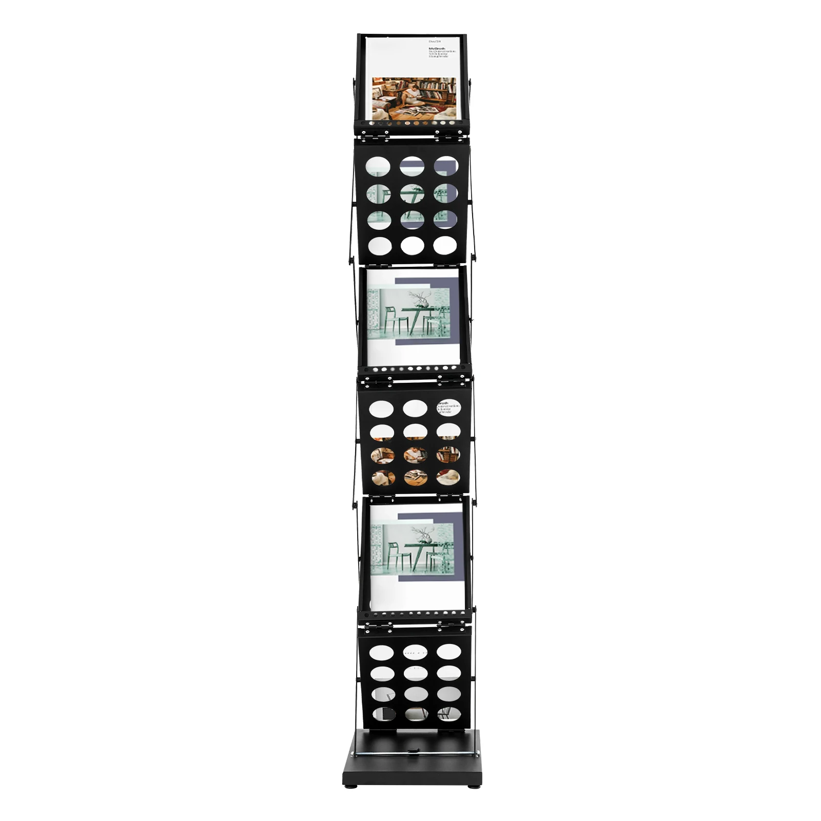 Robuster Faltbarer Broschüren-Displayständer, Doppelseitiger 6-stufiger Zeitschriftenhalter für Büro, Geschäft, Empfang und Werbematerial – Detail 14