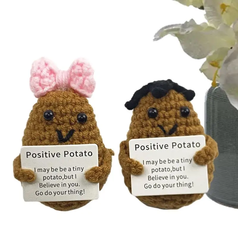 Emotional Support Potato Inspiring Potato Handmade Potato Plush with  Inspiring Card Funny Crochet Plushies Cute Crocheted Stuff - AliExpress