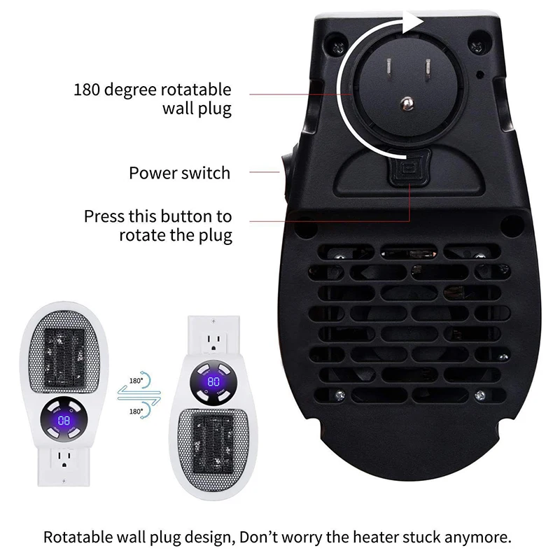 Portable Electric Plug-in Wall Room Household Appliance Heating Tile Mini Radiator Remote Control Hand Warmer hine_voghion.com