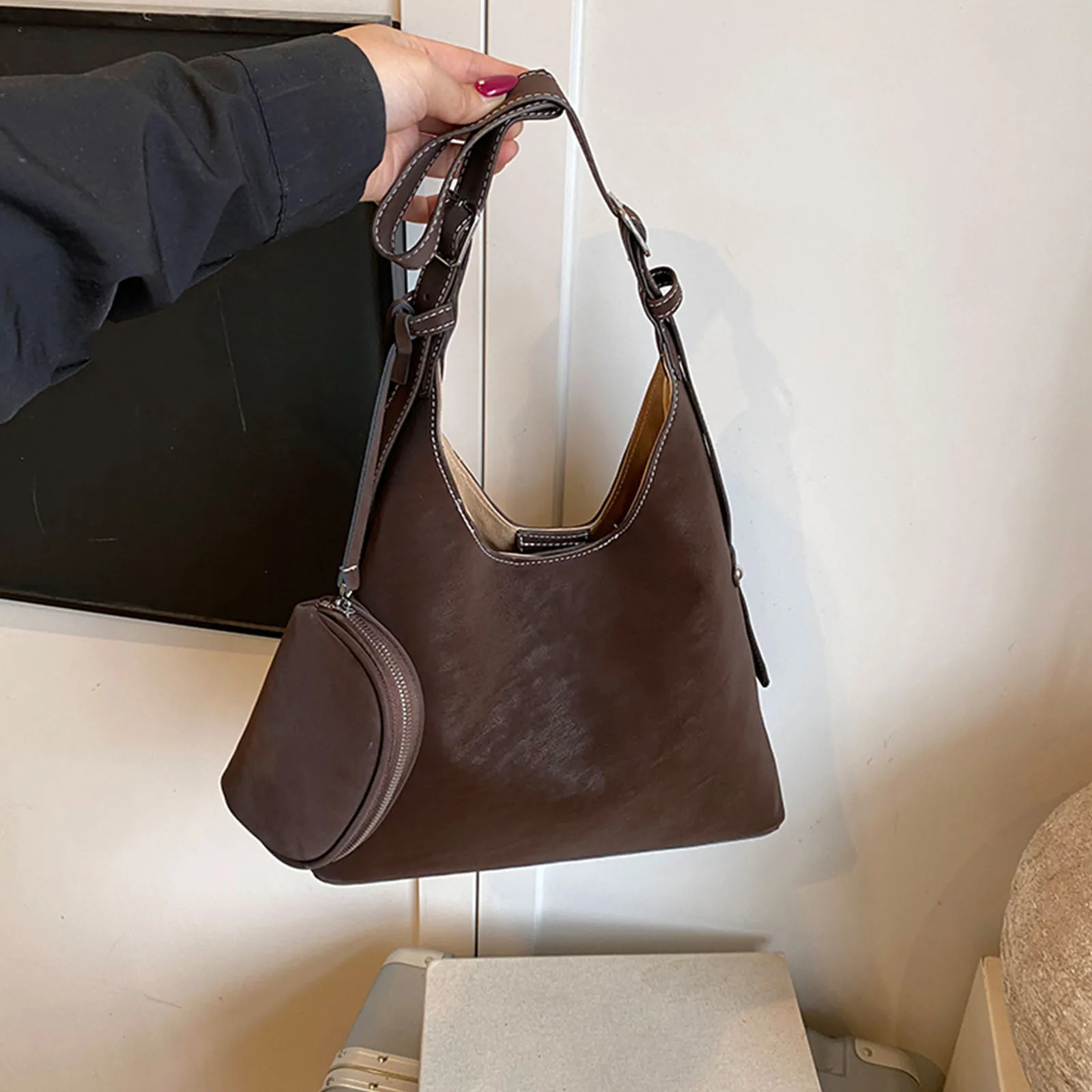 Women PU Leather Underarm Shoulder Bag with Adjustable Strap Shoulder Crossbody Bag Large Capacity Shoulder Bag for Work Travel