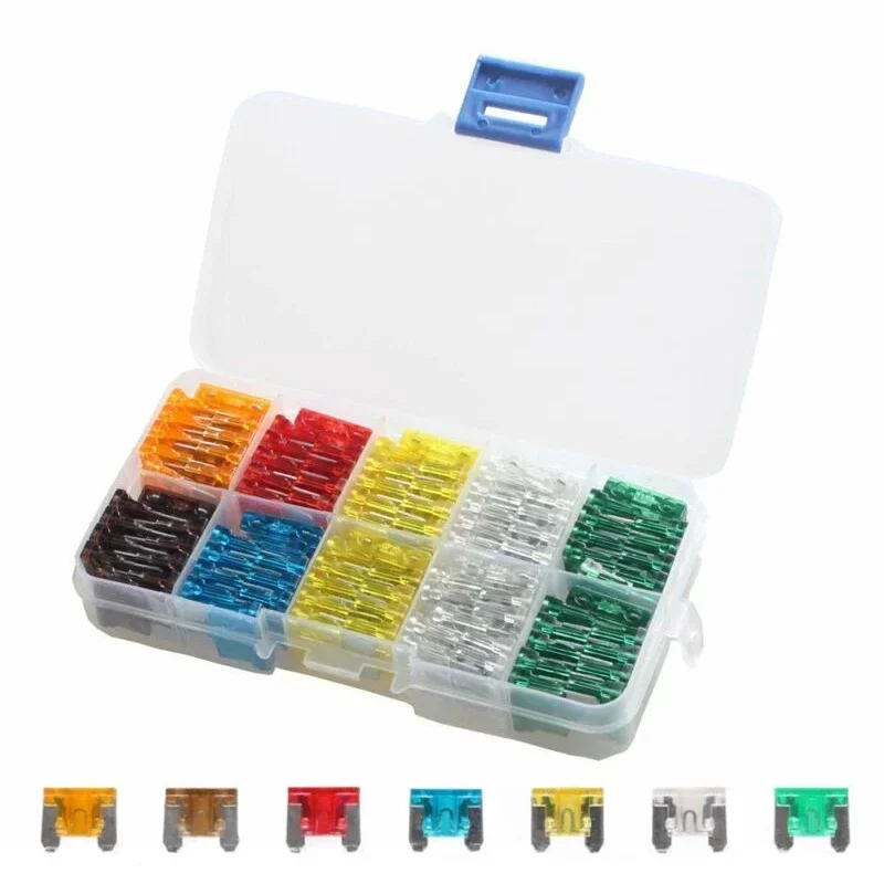 Blade Colorful Truck Assorted Fuse Micro Mini Box 100pcs Auto Low Profile 5-30AMP 5A 7.5A 10A 15A 20A 25A 30A Kit