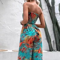 Summer 2024 New Fashion Tube Top Casual Jumpsuit for Women Chic Casual Lace Up Print Women Jumpsuit Holiday Lady Clothes - Image 2