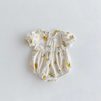 Sunflower Embroidered Baby Romper 1
