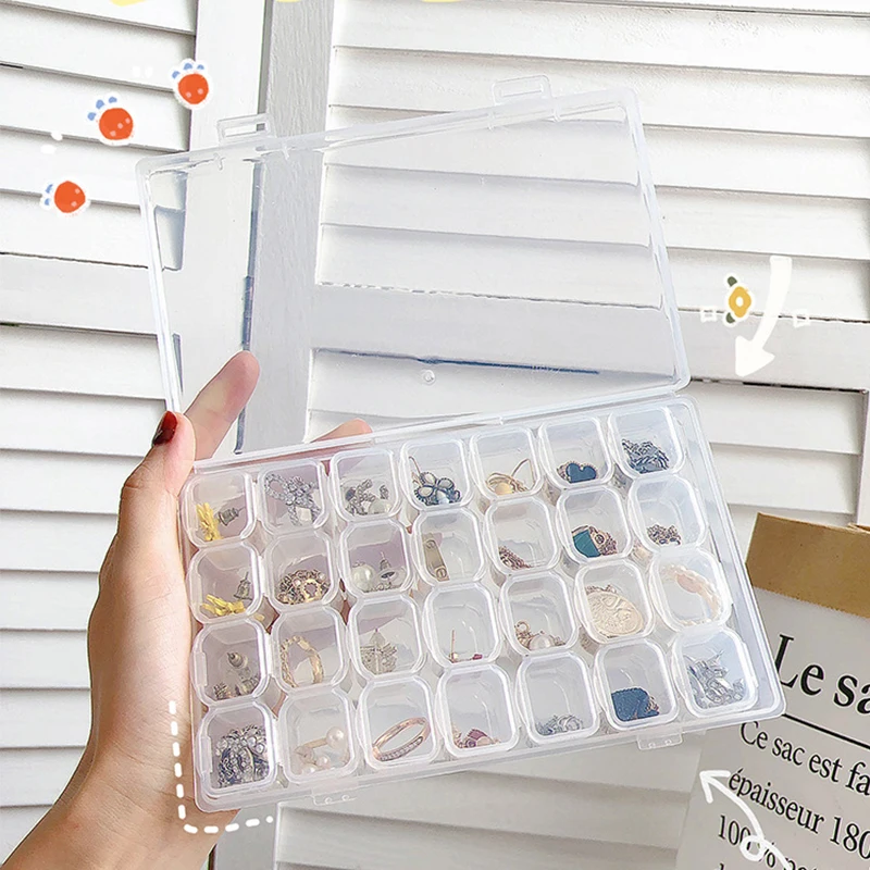 Mwoot 28-grids diamante ricamo Storage Box Organizers, Diamond Art Painting di Scatola Stones divisori Scatola organizzatore, Valigetta per bigiotteria, Transparente