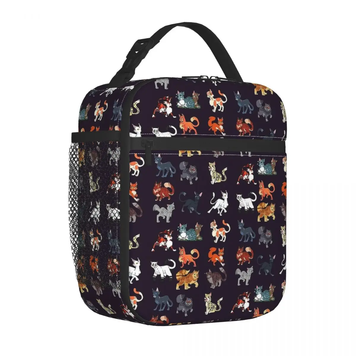 Warrior Cute Cats Lovers Insulated Lunch Bags Large Cool Lunch Container Cooler Bag Tote Box School Picnic Girl Boy