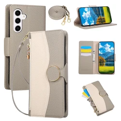 Sleek Zipper Card Holder Wallet & Crossbody Lanyard Phone Case - Colorful Edition - Galaxy S22Plus (Grey)