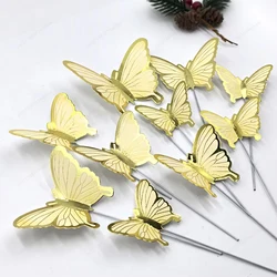Elegant Gold & Pink Butterfly Cake Toppers - Birthday & Wedding Decor (10pcs Beige)
