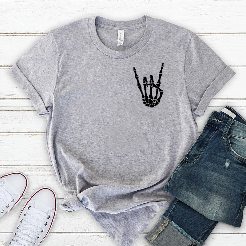 

Skeleton Peace Sign Shirt skeleton hand tee Funny T-Shirt Fall shirt Women's Tee Unisex t shirts y2k aesthetic harajuku