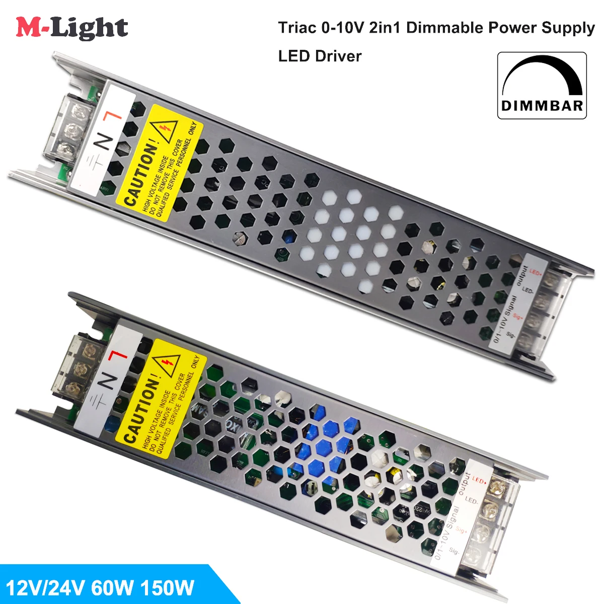 알루미늄 쉘 AC 220V  DC12V/24V 60W 100W 디밍 가능 LED 드라이..