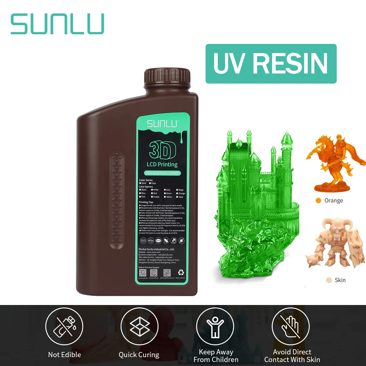 

SUNLU1kg Liquid Photopolymer Resin 405nm UV Resin For LCD 3D Printer Printing Materia High Quality Fast Shipping