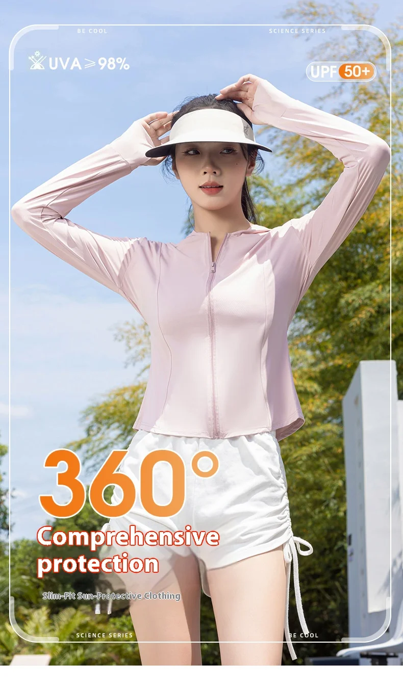 Sunblock clothing women summer ice silk cool breathable anti-ultraviolet slimming yoga sun-protective clothing sports coat women