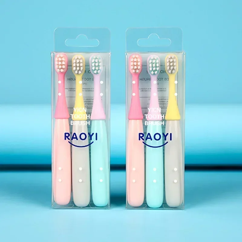 3pcs Kids Toothbrush Soft Fur 2-5 Years Old Baby Oral Care Tooth Brush Cleaning Teeth Candy Color Children Dental Care Tools