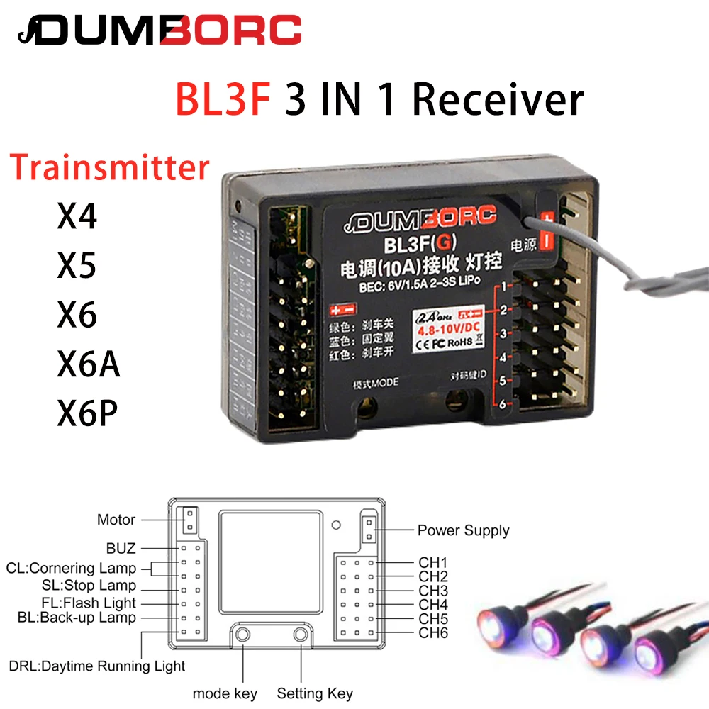 Dumborcreceptor BL3F 3 en 1 de 2,4G y 6 CANALES, controlador de luz