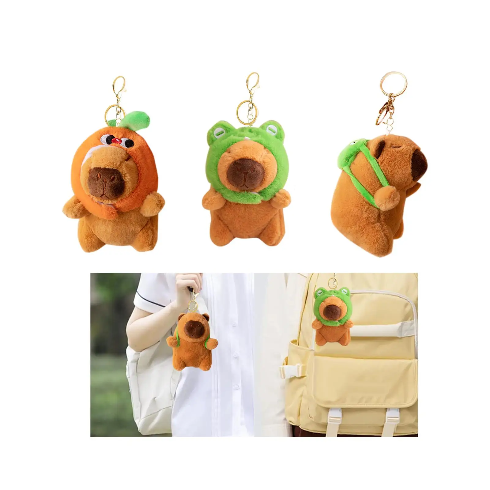 Capybara Plush Toy Keychain Pendant Car Keyring Realistic Stuffed Animals Toy