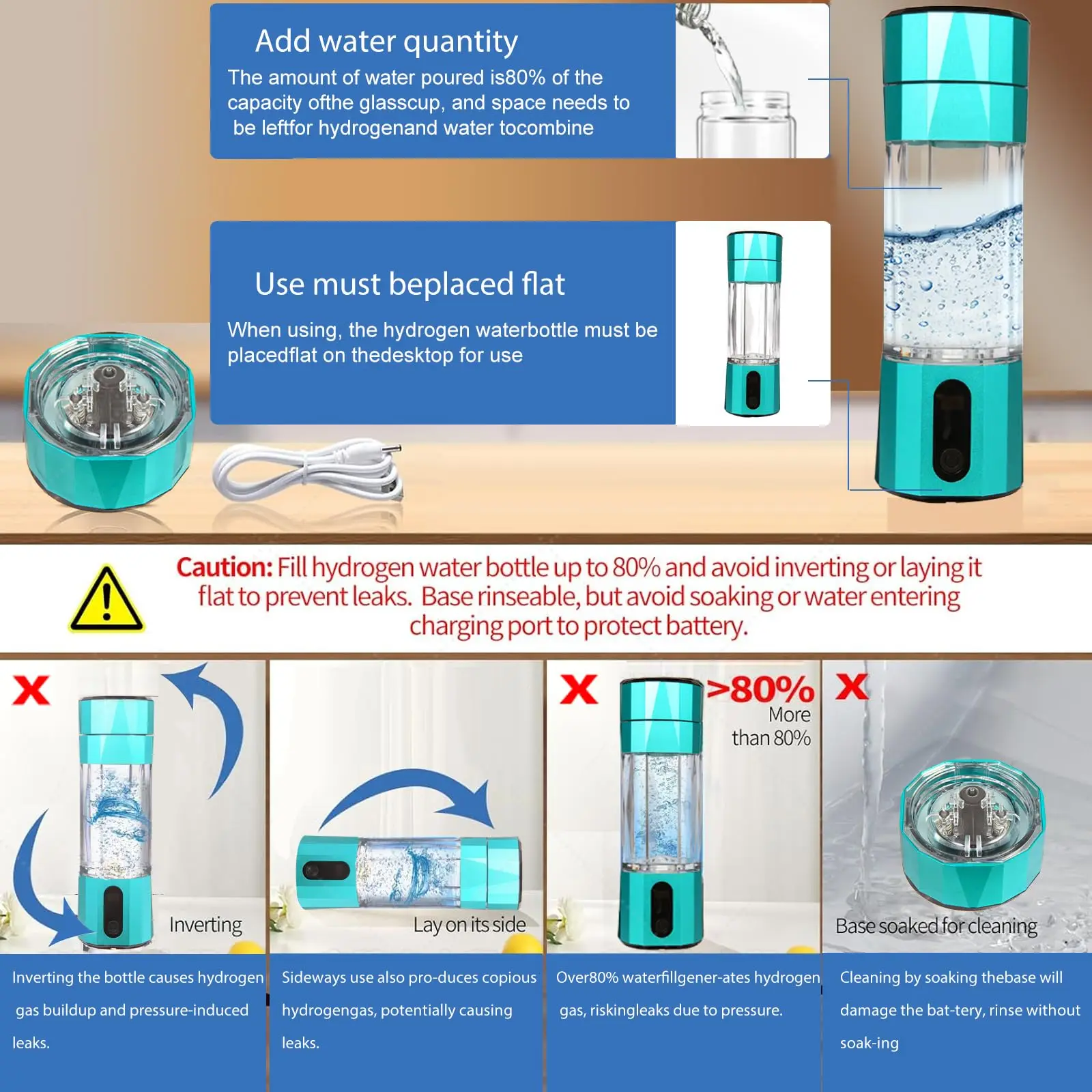 Hydrogen Water Bottle 2024, 5000-8000 PPB Quick Electrolysis, Hydrogen Water Bottle Generator, Gift for Love 4