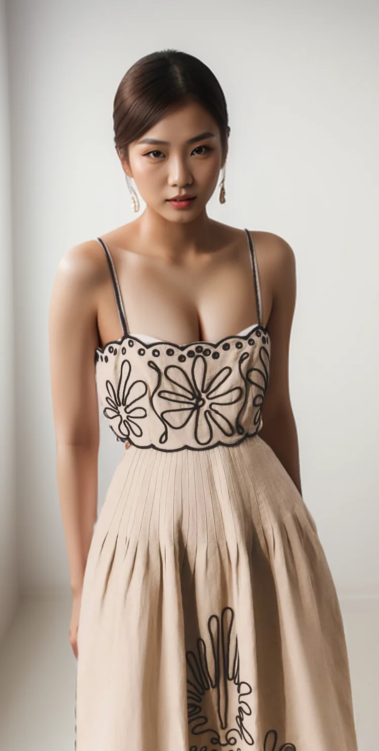 Summer Women Clothing Laminated Decoration Poplin Sleeveless Sling Dress Slimming