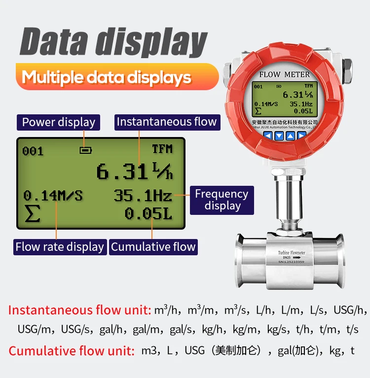 1 Inch Clean Water Oil Diesel 4-20mA Pulse RS485 Turbine Flow Meter Analog Water