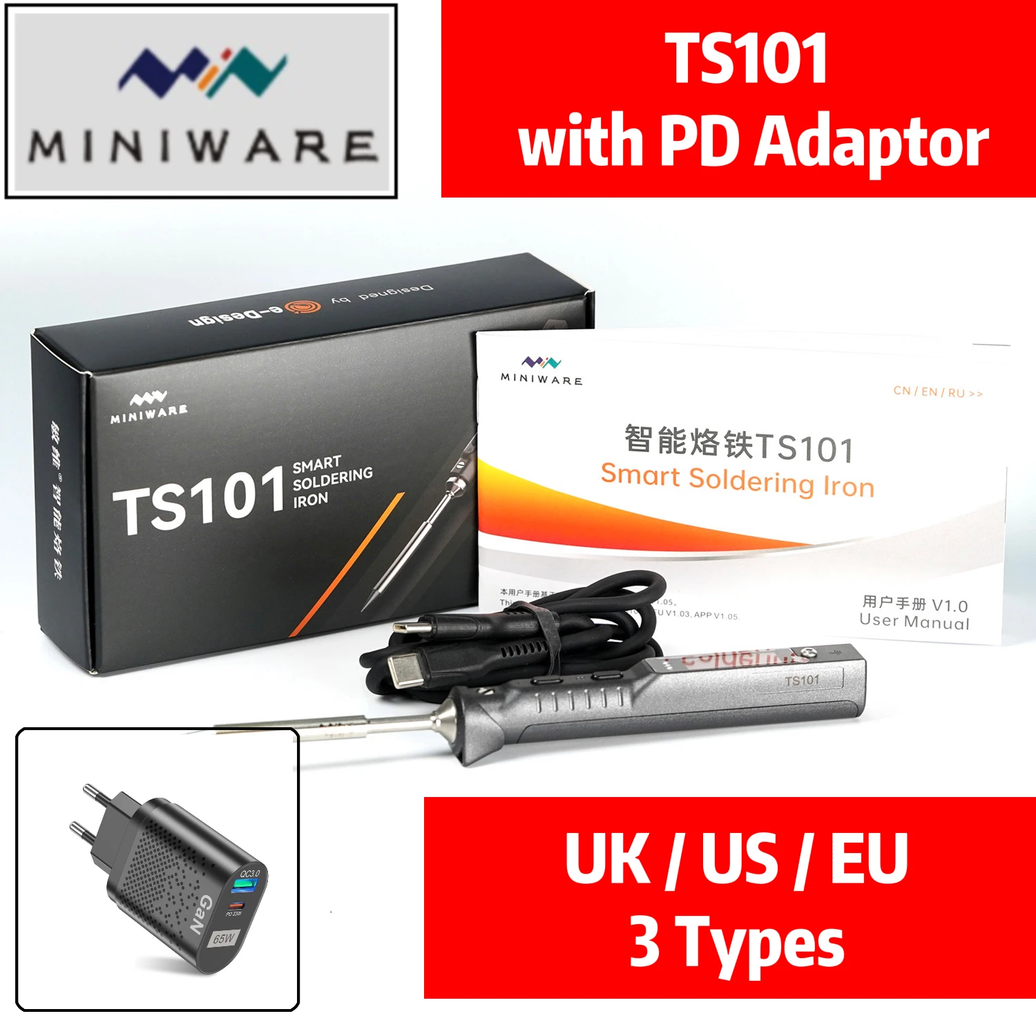 Original TS101 Soldering Iron Electric 65W Temperature Adjustable