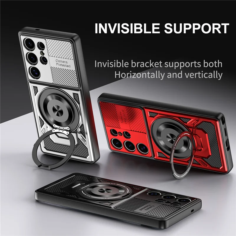 Magnetic Silicone Armor Phone Case with Bracket Attachment