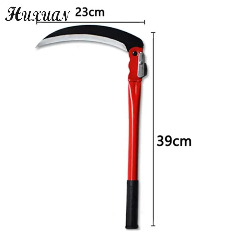 Agricultural Folding Sickle Long Handle Cutting Wheat Lawn Mower Gardening Grass Weeding Knife Farm Scythe Sickle Garden Tools