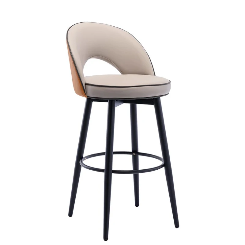 Home Rotating High Stool Island Table Dining Chair Bar Hotel Front Desk Light Luxury Backrest Bar Chair Nordic Table Luxury