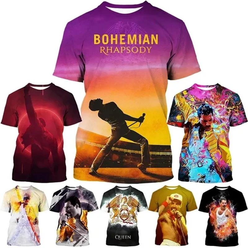 

New 2023 Fashion Popurlar British Rock Legend Queen Freddie Mercury Menwoman's 3D Printed T-Shirt Tee Shirt Street Style T Shirt