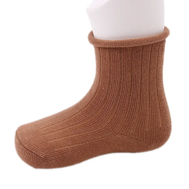 5pairs Baby Cotton Socks Solid Infant Boys Girl Autumn Short Newborn Ribbed Sock Baby Clothing New Year Winter 4