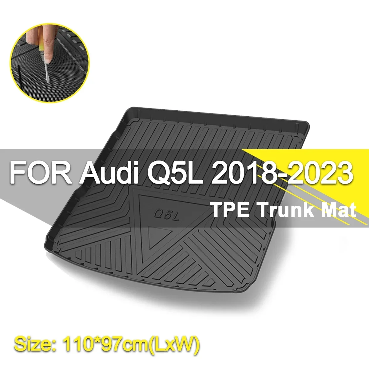 

Car Rear Trunk Cover Mat TPE Waterproof Non-Slip Rubber Cargo Liner For Audi Q5L 2018-2023 Auto Accessories