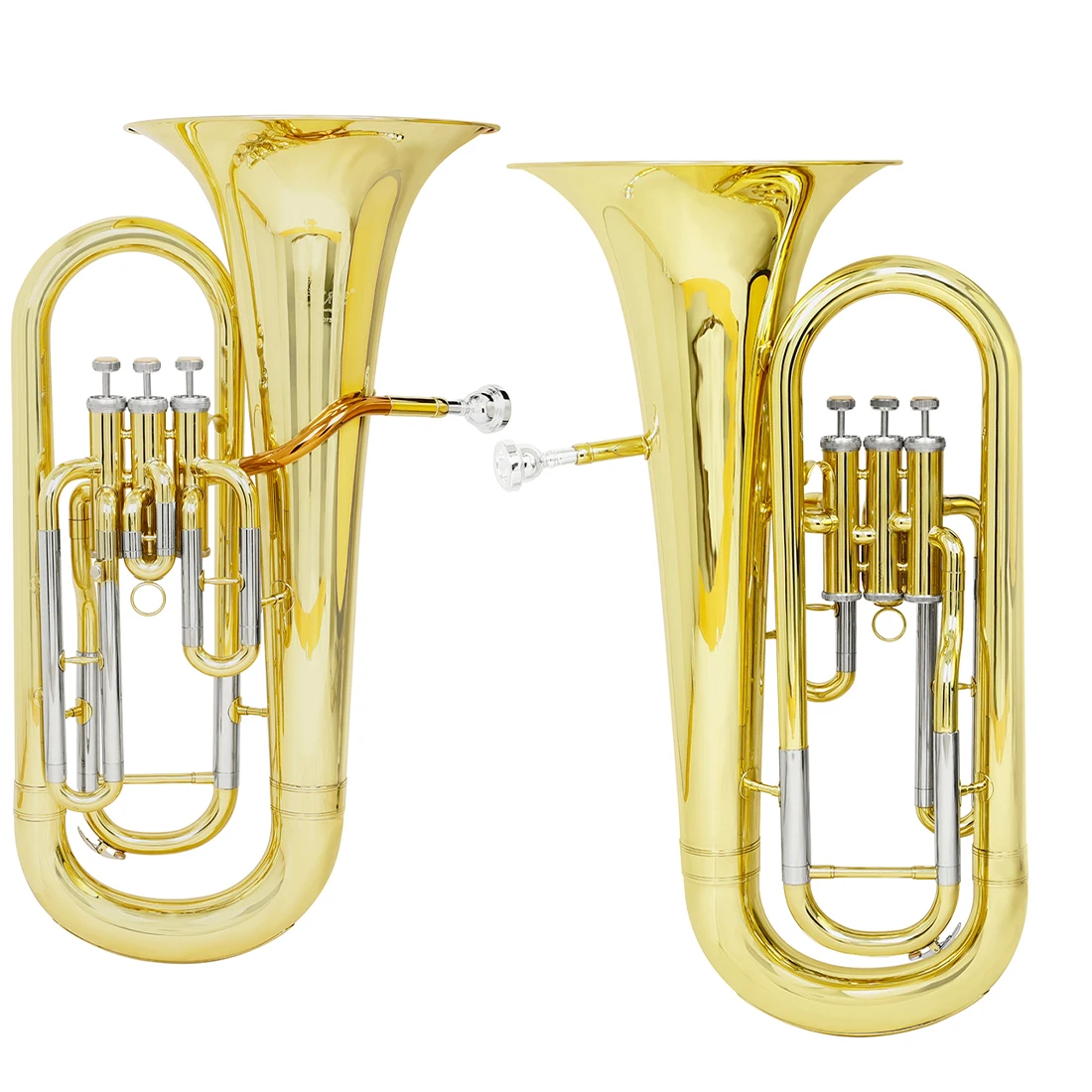 SLADE Bb Flat Euphonium 3-Key Vertical Cupronickel Baritone Horn Professional Musical Instrument Golden Silver Key