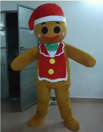 

New Adult Halloween Christmas Gingerbread Man Mascotte Fancy Cartoon Mascot Costume Plush Fancy Dress Mascot Costume