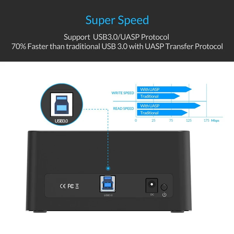 Orico-hard Disk Docking Station Usb 3.0 para Sata Hdd Adaptador de Energia 12v 2a 18tb 25 Pol 35 Pol 6619us3 - Imagem 2