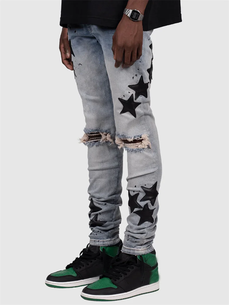 Vintage Star Print Jeans - Front View