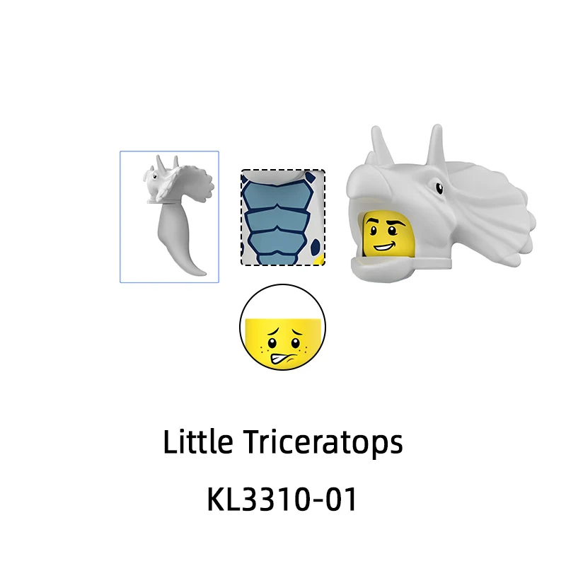 KL3310 작은 트리케라톱스 모델 블록 MOC 벽돌 세트 선물 장난감