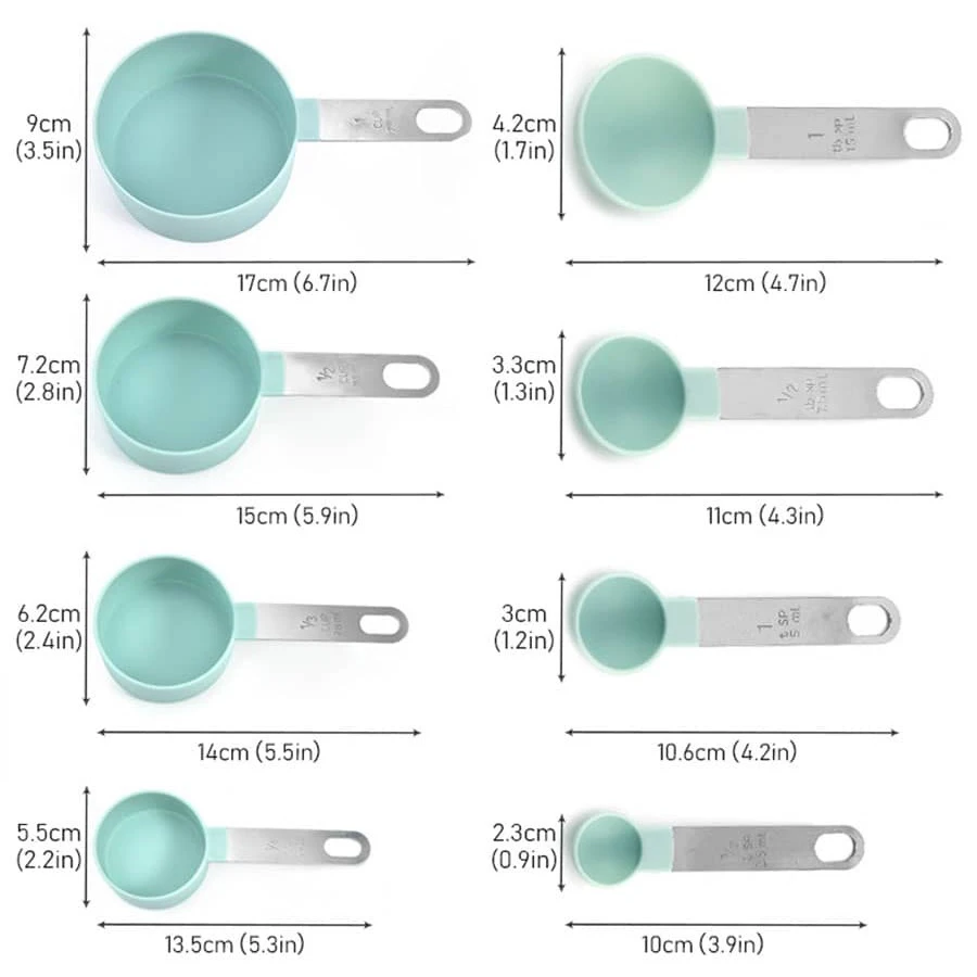 4PCS/8PCS plastic measuring cup Spoon Set Stainless Steel handle Kitchen Baking Tools Accessories Weighing gadgets Kitchen