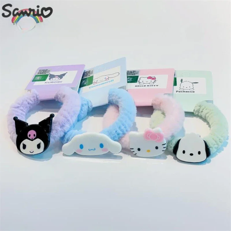 

Hello Kitty Kawaii Sanrio Anime Children Barrette Cinnamoroll Kuromi Cute Cartoon Headwear Plush Scrunchie Gift for Girls