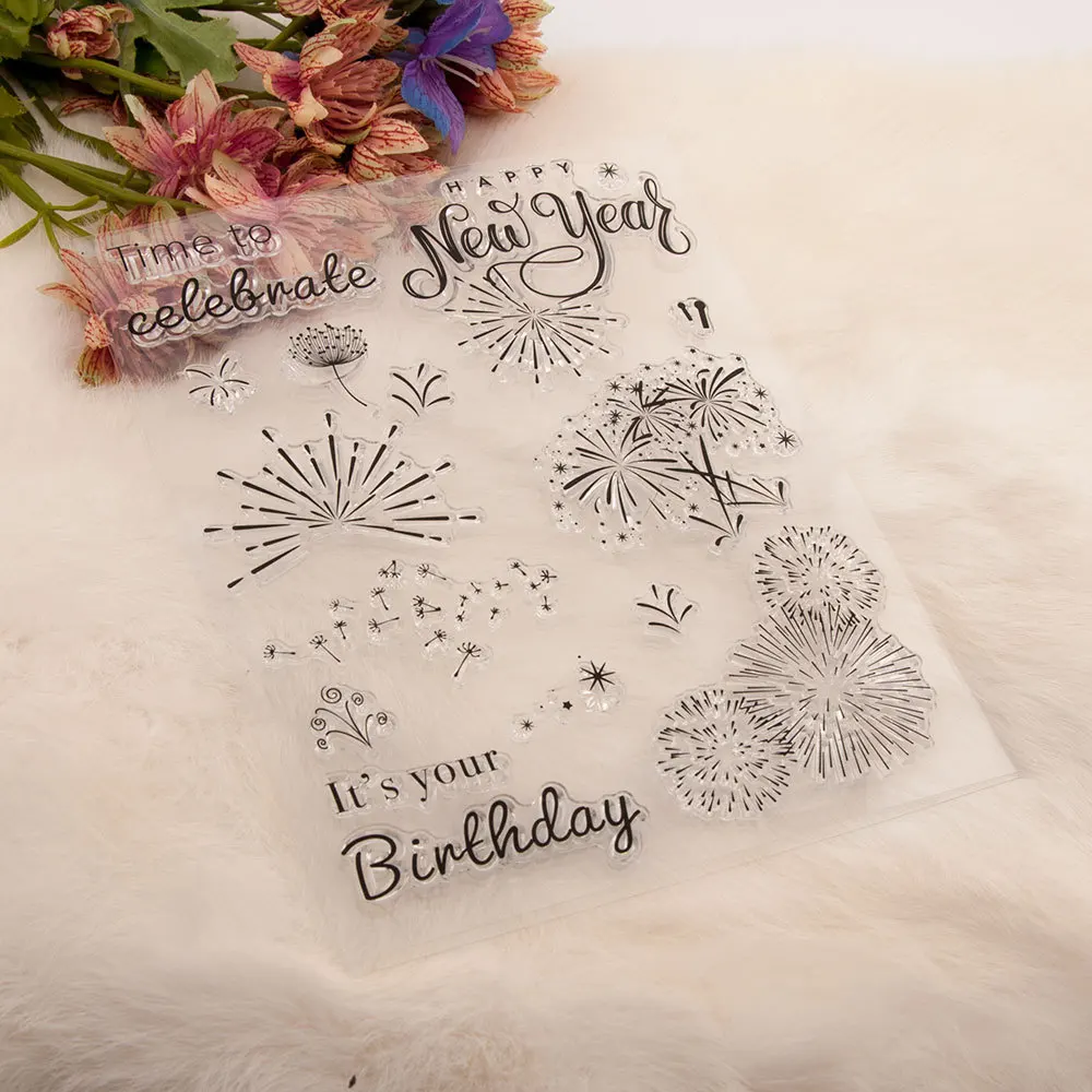 Clear Stamps Celebrate Fireworks Transparent Silicone Stamp Seal For Card Making DIY Scrapbooking Photo Album Paper Craft T1861
