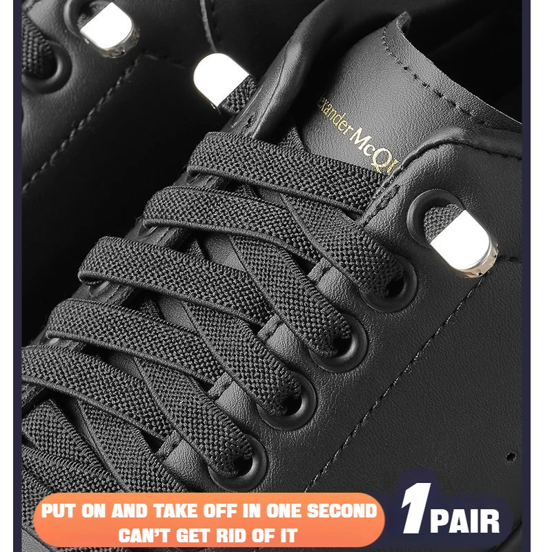 1 Paar Elastische Veters Sneakers Zonder Stropdas Schoen Veters 8Mm Brede Platte Veters Zonder Stropdassen Kinderen Volwassen Elastische Schoenveter Schoenaccessoires