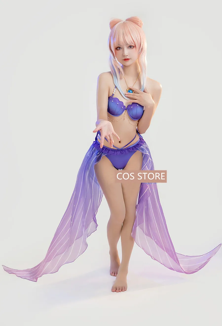 

Hot Game Genshin Impact Sangonomiya Kokomi Cosplay Costume Anime Lovely Bikini Set Blue Swimwear Female Women Role Play Clothing