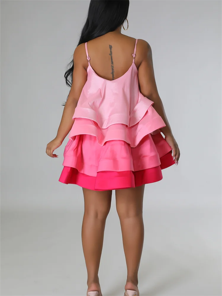 Wmstar Dresses for Women Tank Ruffles New In Summer Clothes Patchwork Sexy Party Cute Fashion Mini Dress Wholesale Dropshipping