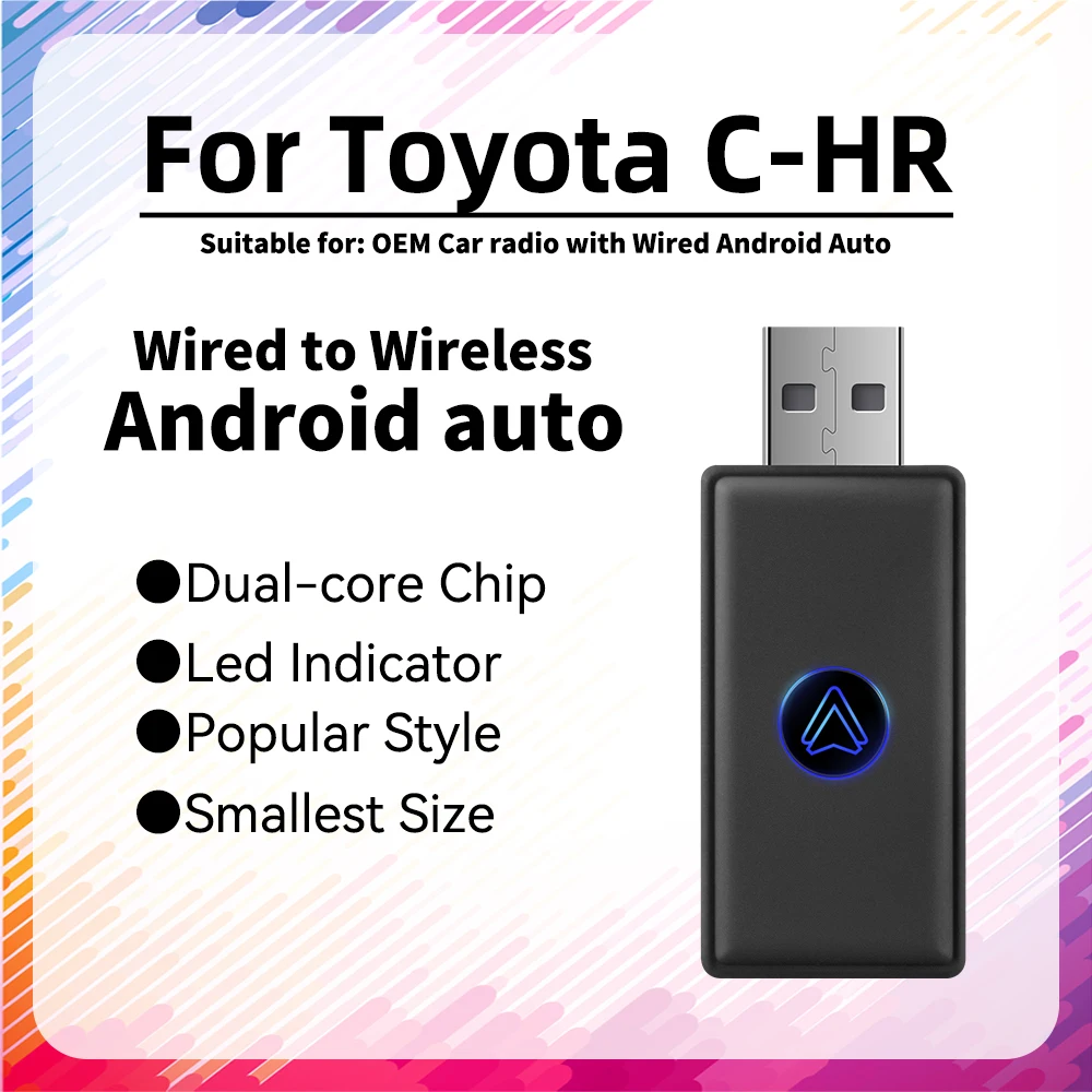 New Mini Android Auto Wireless Adapter for Toyota C-HR CHR USB Type-C Dongle Smart AI Box Car OEM Wired Android Auto to Wireless
