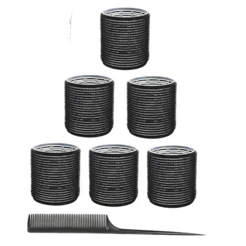 13pcs Black Self Grip Hair Rollers No Heat Hair Curlers Heatless Curls Bangs Volume Self-adhesive Hook DIY Styling Tools