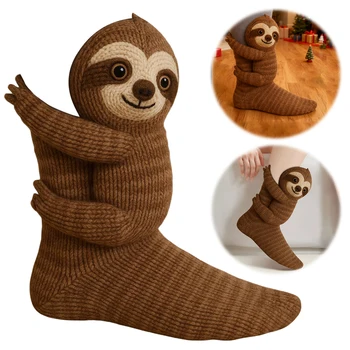1 Pair Crochet Animal Slipper Socks Handmade 3D Knitted Thermal Boot Socks Cotton Home Sleeping Socks for Women Girl Xmas Gifts 1