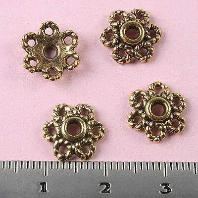

60pcs 9.6mm dark gold-tone crafted flower spacer bead caps h1334