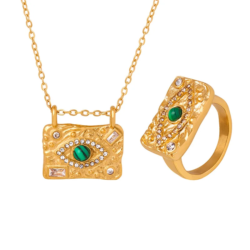 [韓国人気ジュエリー] nff square logo necklace NAZHPO Women's Simple 18K Gold Square Brand Men's Stainless