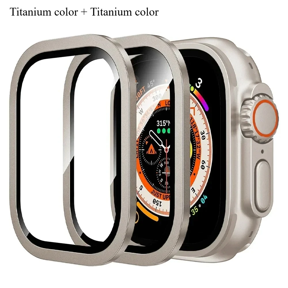 Premium Tempered Glass Screen Protector with Metal Bumper for Apple Watch Ultra 49mm - 2 Pack, Anti-Scratch, HD Clarity