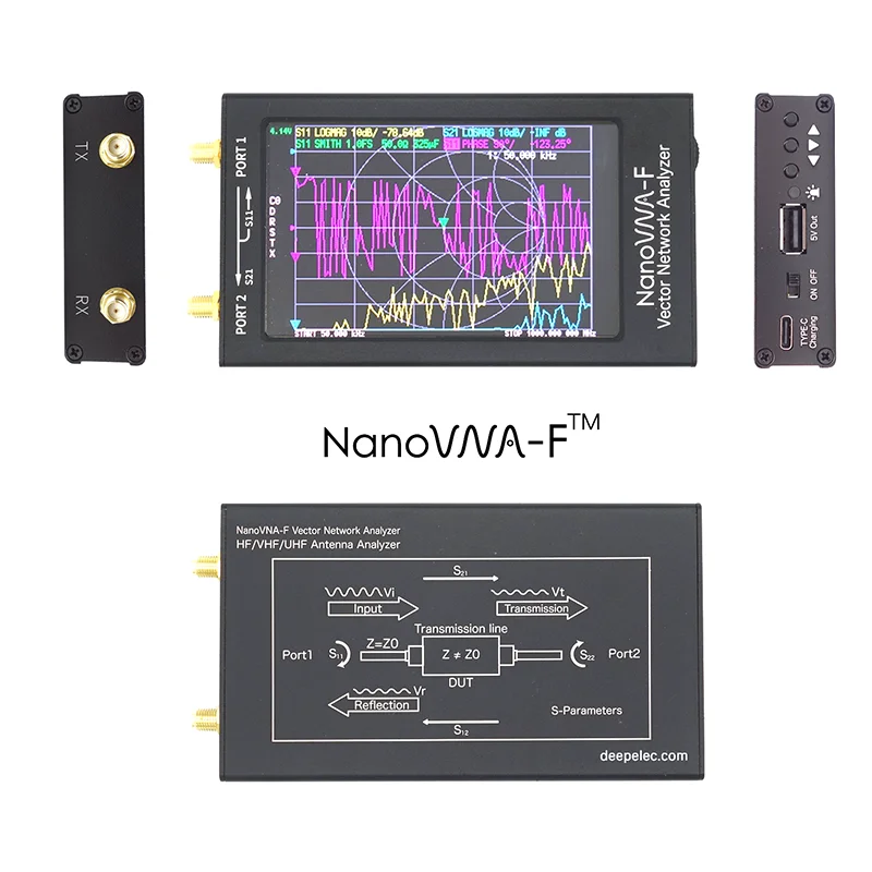 10khz-1.5Ghz NanoVNA NanoVNA-F V3.1 VNA HF VHF UHF Vector Network Antenna Analyzer 4.3 inch IPS LCD Metal Case Stylus For Diy